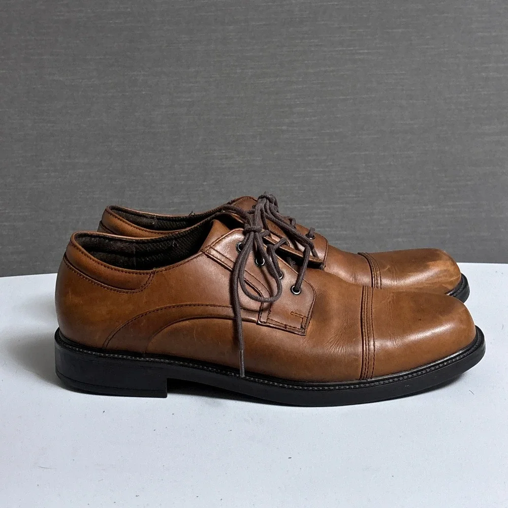 Nunn Bush Oxford Shoes 10.5 M Brown Cap Toe Leather Comfort Gel Dress Classic